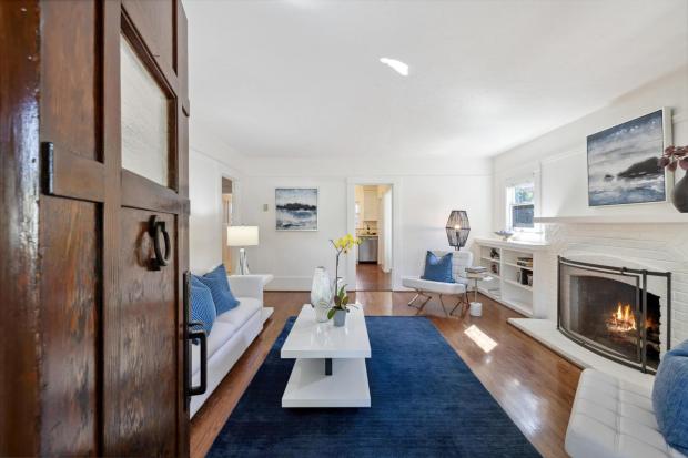 Living room of Craftsman home.