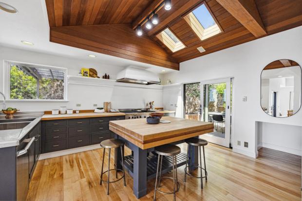 Kitchen with large butcher block