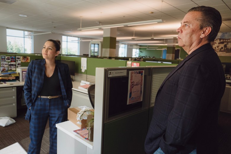 Jeff Burum, right, at the Hope Through Housing Foundation in Rancho Cucamonga on April 18, 2024. Burum is spearheading the secession initiative in San Bernardino County. Photo by Zaydee Sanchez for CalMatters