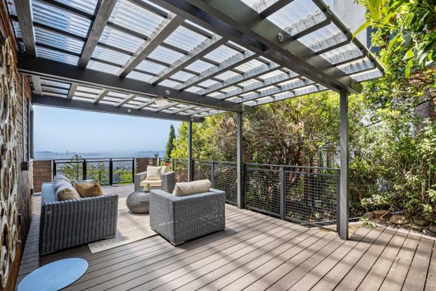 Patio with dining set.