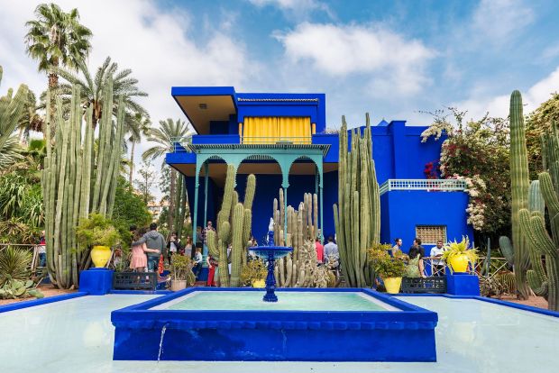 One of Marrakech's main sights, the Majorelle Garden, has a queer history, despite homosexuality being illegal in Morocco.(Moritz Wolf/imageBROKER/Shutterstock via CNN Newsource)