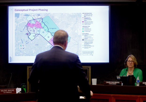 File photo of City Councilmember Laura Nakamura listening as the Concord Naval Weapons Station project term sheet is discussed during a City Council meeting at Concord City Hall in Concord back in March. (Jane Tyska/Bay Area News Group)