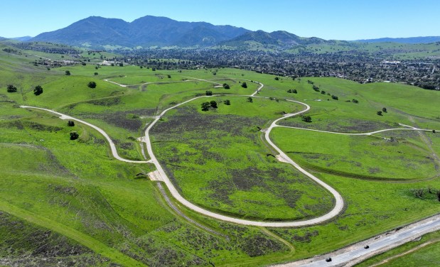 A drone view of Thurgood Marshall Regional Park and Mount Diablo seen from Bailey Road in unincorporated Pittsburg, Calif., on Tuesday, April 9, 2024. (Jane Tyska/Bay Area News Group)