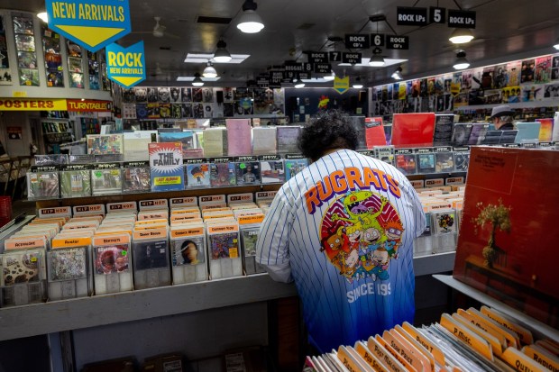 A customer browses the racks of vinyl at Amoeba Music on Telegraph Avenue in Berkeley, Calif., Friday, March 8, 2024. (Karl Mondon/Bay Area News Group)