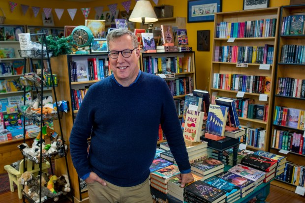 DANVILLE, CALIFORNIA - NOVEMBER 23: Michael Barnard, owner of Rakestraw Book for nearly three decades, works in his Danville, Calif. store, Wednesday, Nov. 23, 2022. (Karl Mondon/Bay Area News Group)