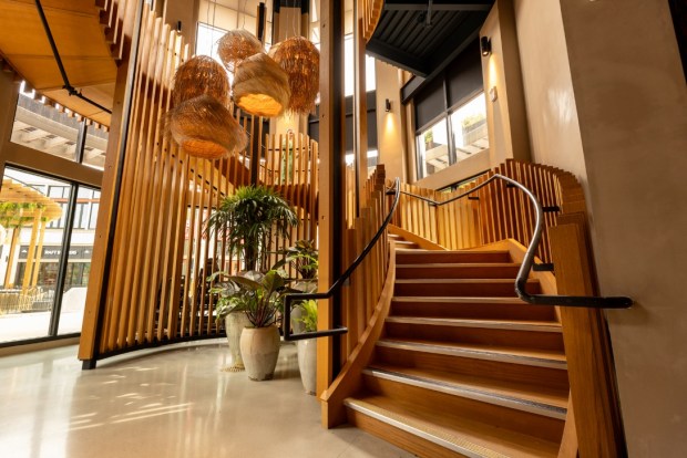 The new Paseo restaurant entry staircase at Downtown Disney. (Courtesy of Disney)