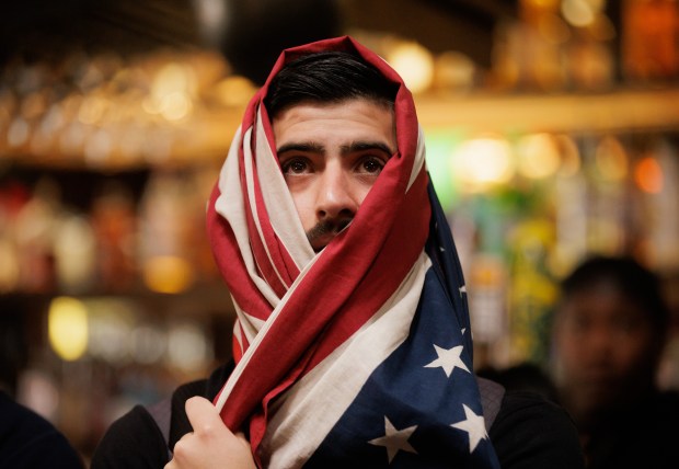 Gabe Abatecola, of San Jose, watches the final minutes of the United States men's national team World Cup match against Iran in San Jose, on Nov. 29. (Dai Sugano/Staff Photographer)