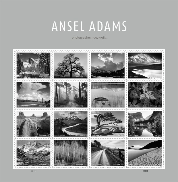 The U.S. Postal Service has unveiled 16 new stamps featuring the work of legendary Bay Area photographer Ansel Adams. The stamps will be issued starting Wednesday May 15, 2024 at a ceremony in Yosemite National Park, which Adams photographed over seven decades until his death in 1984. (Photo: U.S. Postal Service)