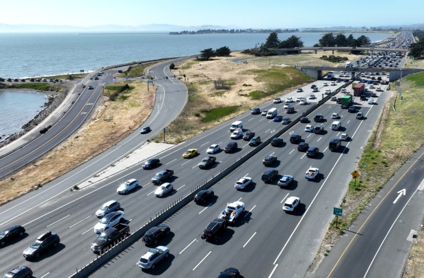 Rush-hour traffic travels along Interstate 80 in Berkeley, Calif., on Wednesday, May 29, 2024. (Jane Tyska/Bay Area News Group)