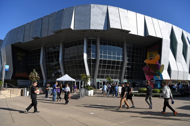 Sacramento Kings fans begin to arrive to watch a game at Golden 1 Center in Sacramento, Calif., on Thursday, April 11, 2024. (Jose Carlos Fajardo/Bay Area News Group)