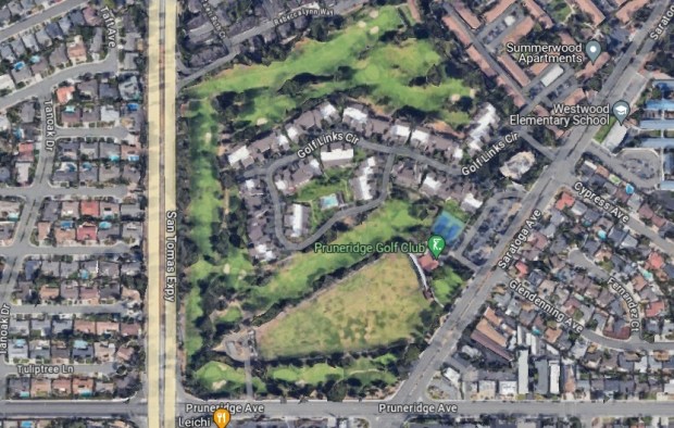 Pruneridge Golf Club at 400 Saratoga Avenue in Santa Clara, aerial view. (Google Maps)