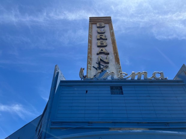 Sign for the historic former Burbank Theater at 552 South Bascom Avenue in San Jose, June 2024. (George Avalos/Bay Area News Group)