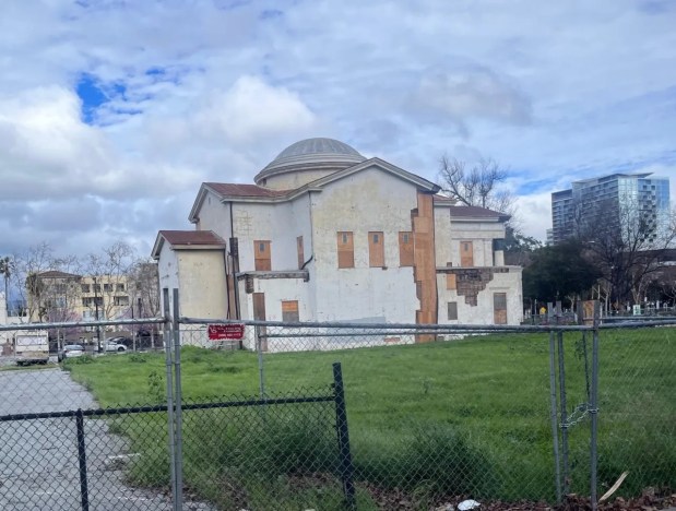 First Church of Christ Scientist, a historic empty building at 43 East St. James Street in downtown San Jose, Feb. 29, 2024. (George Avalos/Bay Area News Group)