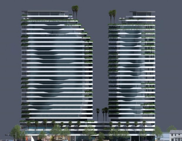 28-story housing complex with 529 housing units, located at 262 and 268 East Santa Clara Street in downtown San Jose, concept. The development also includes restaurant, retail and office space.(CORBeL Architects)