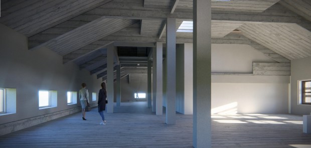 Interior of attic level in the Bank of Italy historic tower at 12 South First Street in downtown San Jose, concept. (Bjarke Ingels Group)