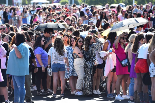 Thousands of Taylor Swift fans wait patiently for the start of The Eras Tour at Levi's Stadium in Santa Clara, Calif., on Friday, July 28, 2023. (Jose Carlos Fajardo/Bay Area News Group)